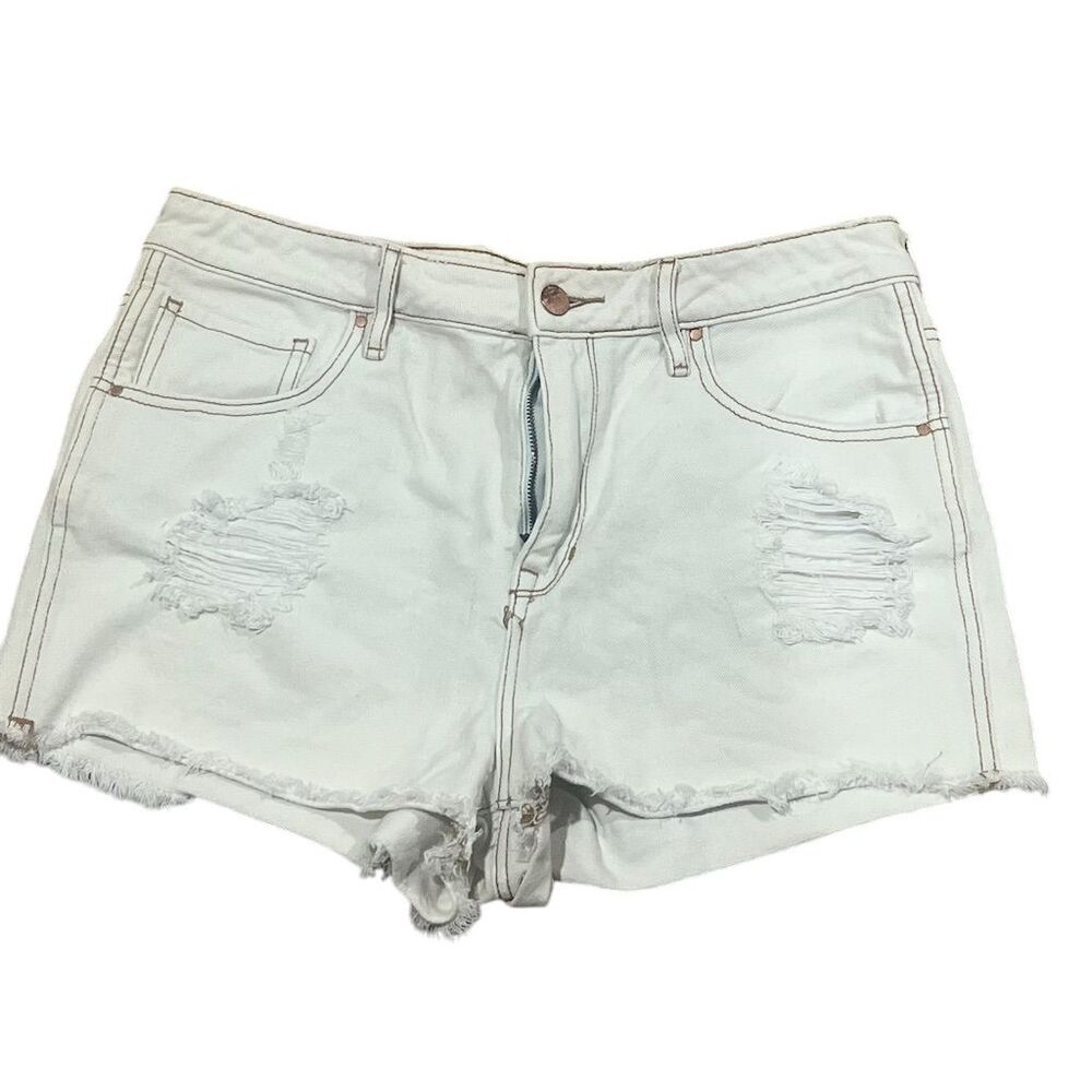Bullhead Denim Co Women's High-Rise Cutoff Shorts Ivory Standard Size 30